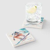 名前をカスタムするスノーボーダーイラストレーション ストーンコースター (横)