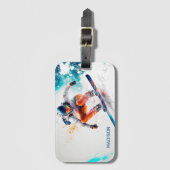 名前をカスタムするスノーボーダーイラストレーション ラゲッジタグ (正面縦)