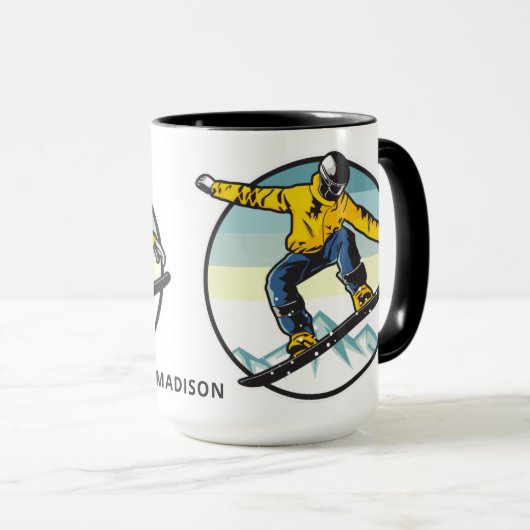 名前をカスタムするスノーボードマグ マグカップ (正面右)