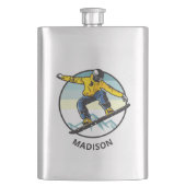 名前をカスタムするスノーボード フラスク (正面)