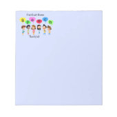 名前をカスタムするスピーチセラピストかわいい子供たち ノートパッド (正面)