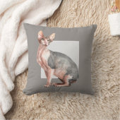 名前をカスタムするスフィンクスの毛なし猫柄 クッション (ブランケット)