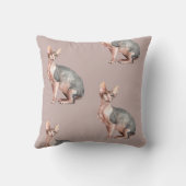 名前をカスタムするスフィンクスの毛なし猫柄 クッション (裏面)