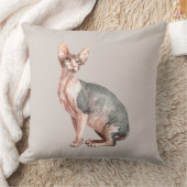 名前をカスタムするスフィンクスの毛なし猫柄 クッション (ブランケット)