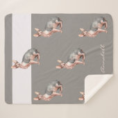 名前をカスタムするスフィンクスの毛なし猫柄 シェルパブランケット (正面(横))