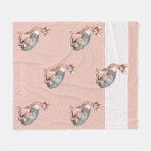 名前をカスタムするスフィンクスの毛なし猫柄 フリースブランケット (正面(横))