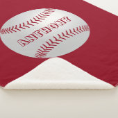 名前をカスタムするスポーツテーマレッドベースボールブランケット シェルパブランケット (3/4)