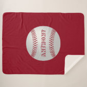 名前をカスタムするスポーツテーマレッドベースボールブランケット シェルパブランケット (正面(横))