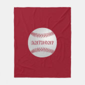 名前をカスタムするスポーツテーマレッドベースボールブランケット フリースブランケット (正面)