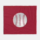 名前をカスタムするスポーツテーマレッドベースボールブランケット フリースブランケット (正面(横))