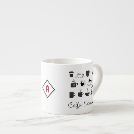 名前をカスタムするスモールエスプレッソカップ | 引用文コーヒーマグ エスプレッソカップ (正面右)