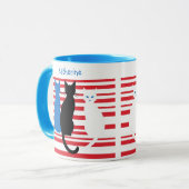 名前をカスタムするスリーキャッツストライプマグ マグカップ (正面左)