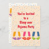 名前をカスタムするスリープオーバーパジャマパーティー誕生日 招待状 (正面/裏面)