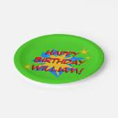 名前をカスタムするスーパーヒーローバースデーパーティープレート ペーパープレート (アングル)