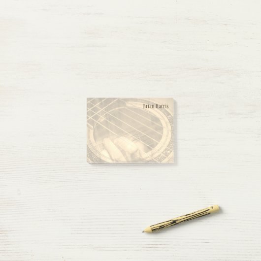 名前をカスタムするセピアアコースティックギターフィンガーコード ポストイット (デスク上)