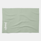 名前をカスタムするセージモダングリーン キッチンタオル (横)