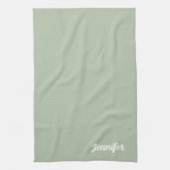 名前をカスタムするセージモダングリーン キッチンタオル (縦)