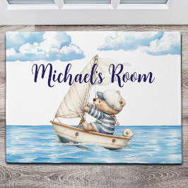 名前をカスタムするセーラーテディベア ドアマット