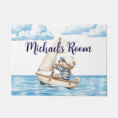 名前をカスタムするセーラーテディベア ドアマット (正面)