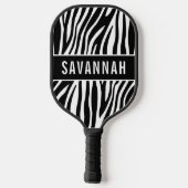 名前をカスタムするゼブラアニマルプリントパターンクラシック ピックルボールラケット (裏面)
