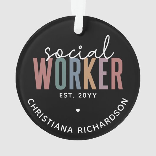 名前をカスタムするソーシャルワーカーの卒業祝い オーナメント (裏面)