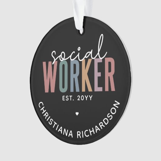 名前をカスタムするソーシャルワーカーの卒業祝い オーナメント (正面)