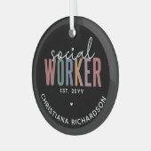 名前をカスタムするソーシャルワーカーの卒業祝い ガラスオーナメント (正面左)