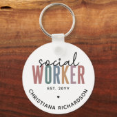 名前をカスタムするソーシャルワーカーの卒業祝い キーホルダー (正面)