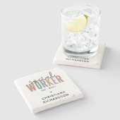 名前をカスタムするソーシャルワーカーの卒業祝い ストーンコースター (横)