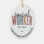 名前をカスタムするソーシャルワーカーの卒業祝い セラミックオーナメント (右)