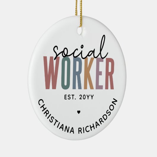 名前をカスタムするソーシャルワーカーの卒業祝い セラミックオーナメント (右)