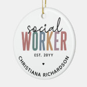 名前をカスタムするソーシャルワーカーの卒業祝い セラミックオーナメント (左)