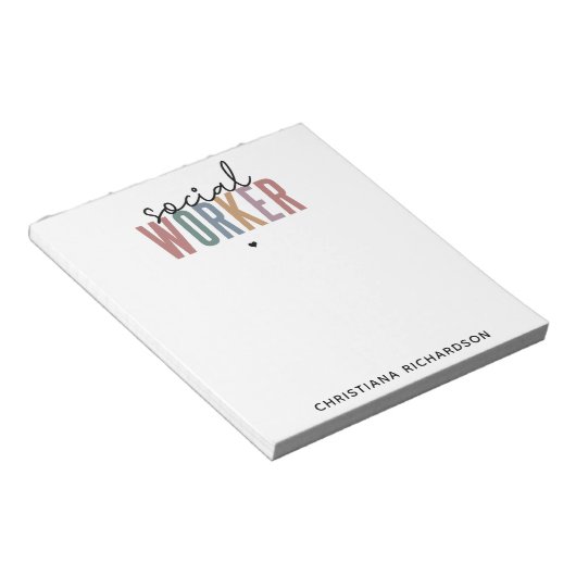 名前をカスタムするソーシャルワーカーの卒業祝い ノートパッド (アングル)