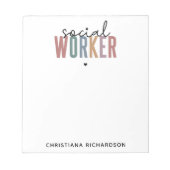 名前をカスタムするソーシャルワーカーの卒業祝い ノートパッド (正面)