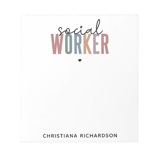 名前をカスタムするソーシャルワーカーの卒業祝い ノートパッド (正面)