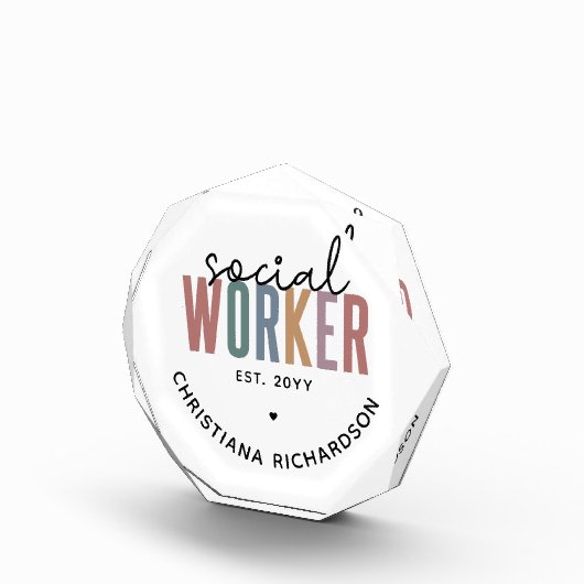 名前をカスタムするソーシャルワーカーの卒業祝い フォトブロック (右)