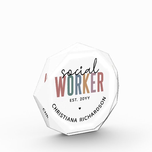 名前をカスタムするソーシャルワーカーの卒業祝い フォトブロック (左)