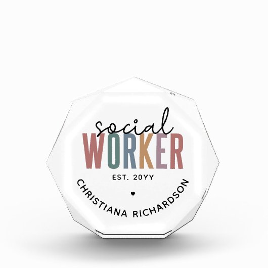 名前をカスタムするソーシャルワーカーの卒業祝い フォトブロック (正面)