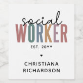 名前をカスタムするソーシャルワーカーの卒業祝い ワインラベル (シングルラベル)