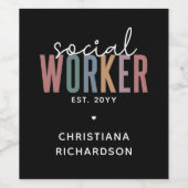 名前をカスタムするソーシャルワーカーの卒業祝い ワインラベル (シングルラベル)