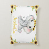 名前をカスタムするゾウヒマワリーピローギフト アクセントクッション (裏面(縦))