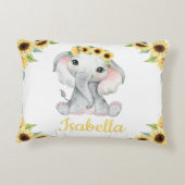 名前をカスタムするゾウヒマワリーピローギフト アクセントクッション (裏面)