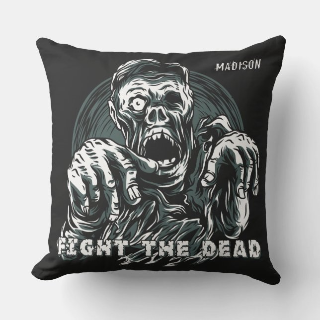 名前をカスタムするゾンビ装飾用クッション アウトドアクッション (正面)