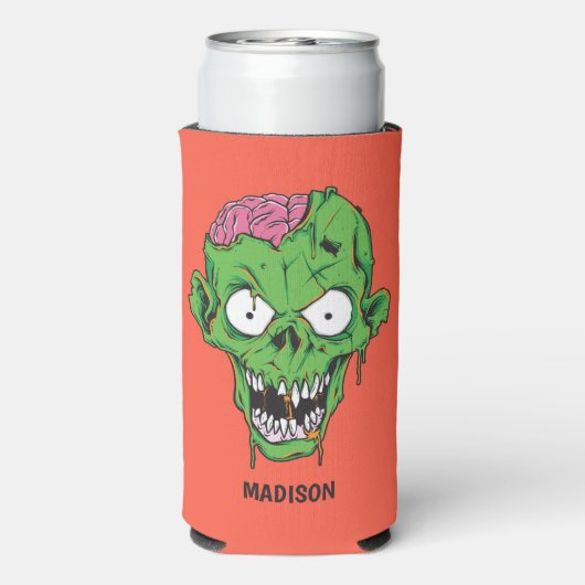 名前をカスタムするゾンビ スリム缶クーラー (Seltzer裏面)