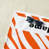 名前をカスタムするタイガーアニマルプリントパターン夏 ビーチタオル (インサイチュ)