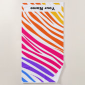 名前をカスタムするタイガーアニマルプリントパターン夏 ビーチタオル (正面)