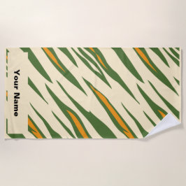 名前をカスタムするタイガーアニマルプリント夏ビーチタオル ビーチタオル