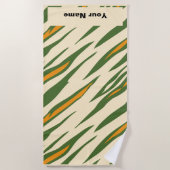 名前をカスタムするタイガーアニマルプリント夏ビーチタオル ビーチタオル (正面)