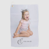 名前をカスタムするタイポグラフィと写真 ゴルフタオル (正面)