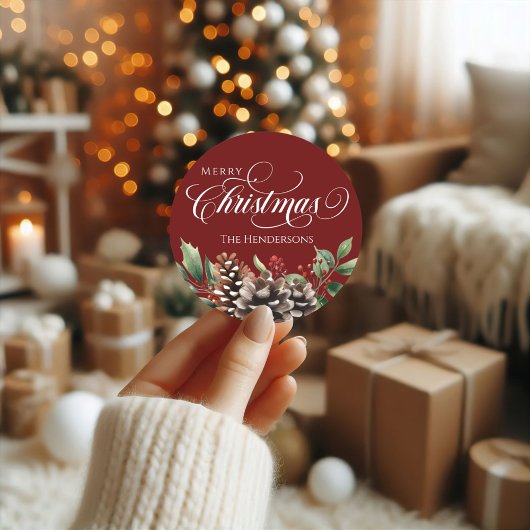 名前をカスタムするタイポグラフィクリスマスシール ラウンドシール